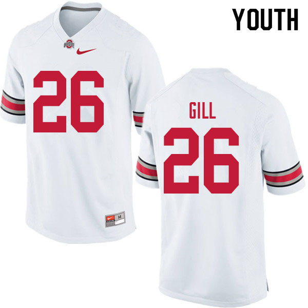 Ohio State Buckeyes Jaelen Gill Youth #26 White Authentic Stitched College Football Jersey